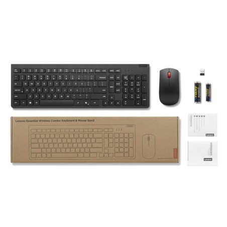 Lenovo 4X31R64457 Klawiatura Dołączona Myszka Biuro Rf Wireless Belgijski, Angielski Czarny