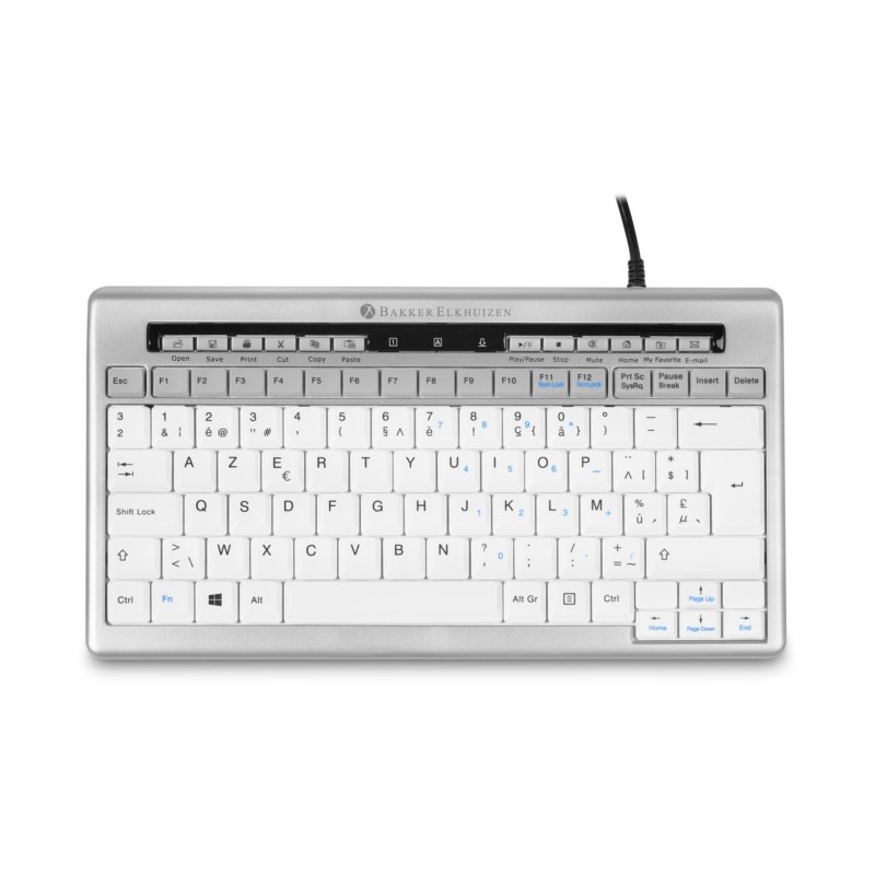 Bakkerelkhuizen S-Board 840 Klawiatura Biuro Usb Qwerty British English Jasny Szary, Biały
