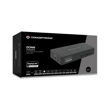 Stacja Dokująca Conceptronic 17-1 Usb-C- Hdmi Dp 4K/60Hz Gbe Usb-C Bk