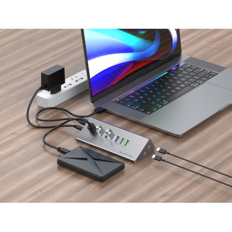 Conceptronic 10-Portowy Koncentrator Usb-A3.0/-C Adapter -  6Xa3.0+M.netz. Gr