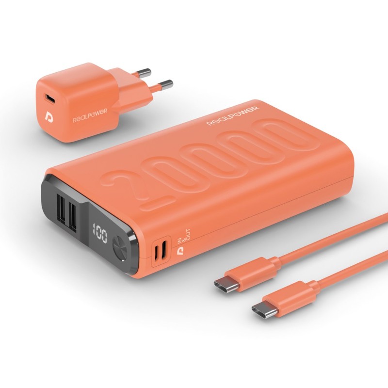 Powerbank Realpower Powerbank Pb-20000 Zestaw Pomarańczowy 20.000Mah