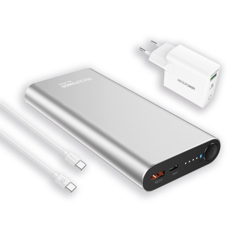 Powerbank Realpower Pb-20000Pd Litowo-Jonowy (Li-Ion) 20000 Mah Aluminium