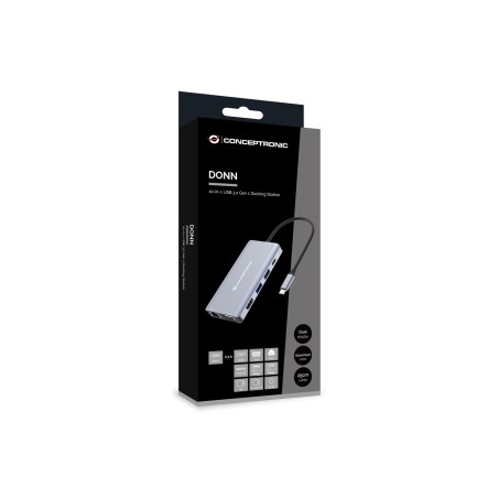Conceptronic Donn20G Stacja Dokująca Przewodowa Usb 3.2 Gen 1 (3.1 Gen 1) Type-C Szary