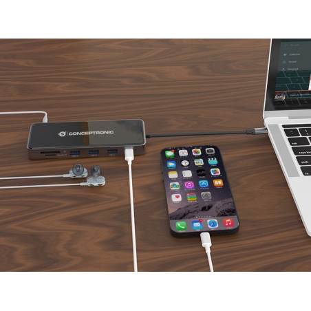 Conceptronic Donn15G - Stacja Dokująca - Usb-C 3.2 Gen 1 - Vga, 2 X Hdmi - Gige