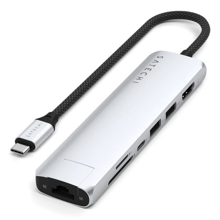 Satechi Usb-C 7-W-1 Slim Multi Port Adapter Ethernet Srebrny