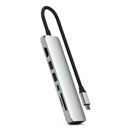 Satechi Usb-C 7-W-1 Slim Multi Port Adapter Ethernet Srebrny