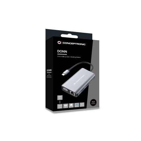 Conceptronic Donn21G Stacja Dokująca Przewodowa Usb 3.2 Gen 1 (3.1 Gen 1) Type-C Szary