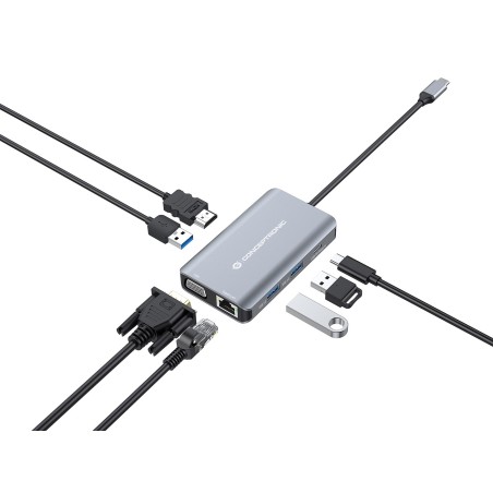 Conceptronic Donn21G Stacja Dokująca Przewodowa Usb 3.2 Gen 1 (3.1 Gen 1) Type-C Szary