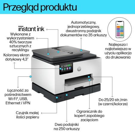 Hp Officejet Pro Produkt 9132E Bezprzewodowe All-In-One W Kolorze Drukarka, Instant Ink  Drukowanie Dwustronne