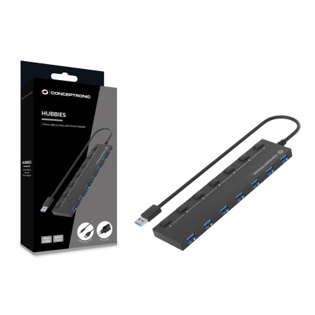 Conceptronic Hubbies19Bp Huby I Koncentratory Usb 3.2 Gen 1 (3.1 Gen 1) Type-A 5000 Mbit/S Czarny