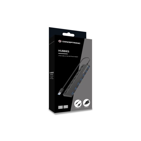 Conceptronic Hubbies19Bp Huby I Koncentratory Usb 3.2 Gen 1 (3.1 Gen 1) Type-A 5000 Mbit/S Czarny