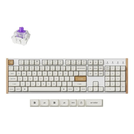 Keychron K10 He Klawiatura Gaming Usb + Rf Wireless + Bluetooth Qwerty Angielski Biały, Drewno
