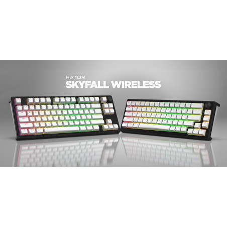 Hator Skyfall Wireless 65 Klawiatura Gaming Usb + Rf Wireless + Bluetooth Qwerty Us English Czarny, Biały