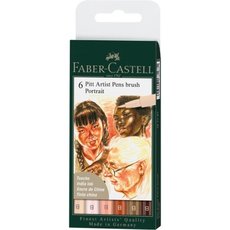 Komplet Cienkopisów Pitt Artist Pen Brush 6Kol. Etui 167167Fc