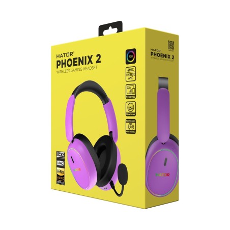 Hator Phoenix 2 Wireless Zestaw Słuchawkowy Przewodowy I Bezprzewodowy Opaska Na Głowę Gaming Usb Type-C / Usb Type-A Bluetooth