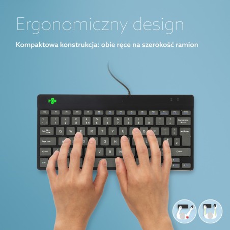 R-Go Tools Ergonomiczna R-Go Compact Break Klawiatura, Z Oprogramowaniem Do Robienia Przerw, Qwerty (Uk), Przewodowa, Czarna