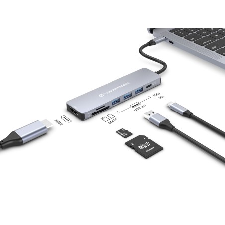 Conceptronic Donn19G Stacja Dokująca Przewodowa Usb 3.2 Gen 1 (3.1 Gen 1) Type-C Szary