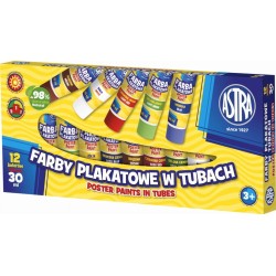 Farby Plakatowe Astra 12 Kolorów - Tuba 30 Ml, 83110901