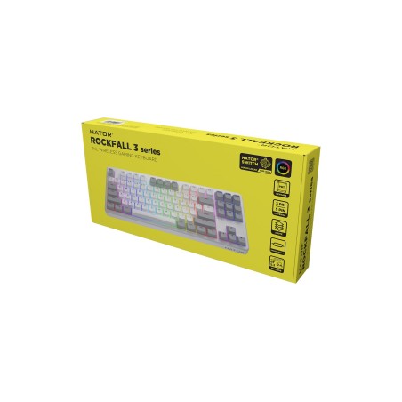 Hator Rockfall 3 Tkl Wireless Klawiatura Uniwersalne Usb + Rf Wireless + Bluetooth Qwerty Angielski Biały