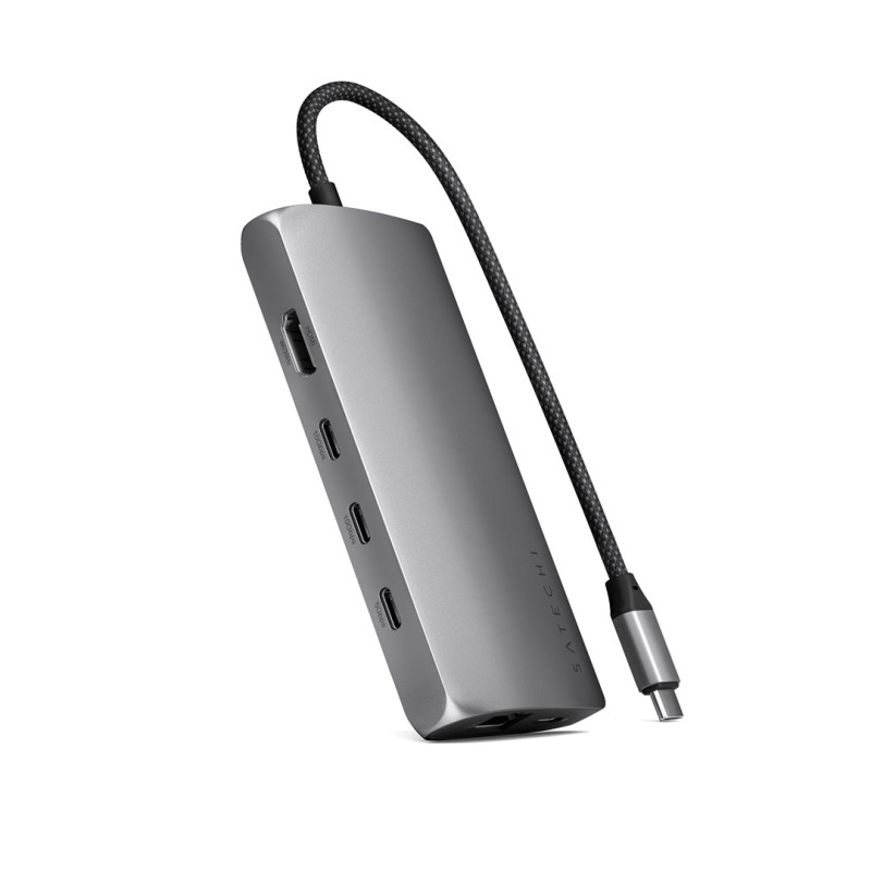 Adapter Usb-C Satechi Multiport 8K - (Usb-C, Hdmi, 3X Usb 3.2 Gen 2 10Gbps, 1X Usb 3.2 Gen 1 5Gbps, Czytnik Kart Sd Uhs-Ii, Ethe