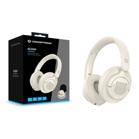 Conceptronic Alvah02C Słuchawki/Zestaw Słuchawkowy Przewodowy I Bezprzewodowy Opaska Na Głowę Muzyka Bluetooth Kremowy