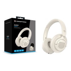 Conceptronic Alvah02C Słuchawki/Zestaw Słuchawkowy Przewodowy I Bezprzewodowy Opaska Na Głowę Muzyka Bluetooth Kremowy