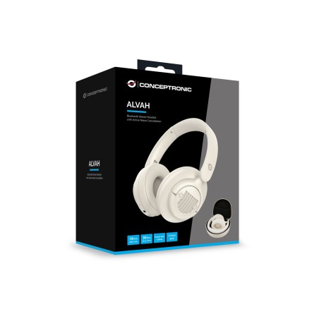 Conceptronic Alvah02C Słuchawki/Zestaw Słuchawkowy Przewodowy I Bezprzewodowy Opaska Na Głowę Muzyka Bluetooth Kremowy