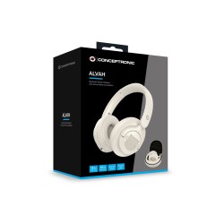 Conceptronic Alvah02C Słuchawki/Zestaw Słuchawkowy Przewodowy I Bezprzewodowy Opaska Na Głowę Muzyka Bluetooth Kremowy