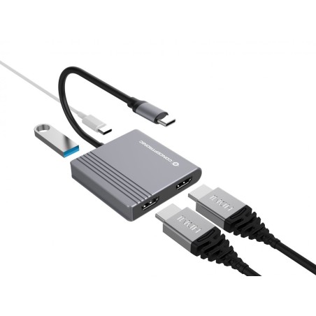 Conceptronic Donn13G Stacja Dokująca Przewodowa Usb 3.2 Gen 1 (3.1 Gen 1) Type-C Szary