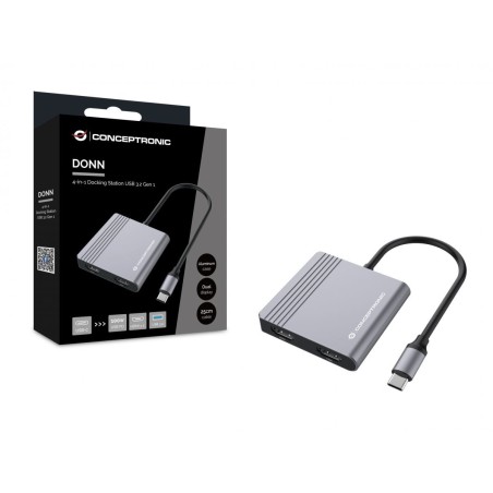 Conceptronic Donn13G Stacja Dokująca Przewodowa Usb 3.2 Gen 1 (3.1 Gen 1) Type-C Szary