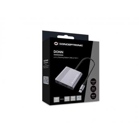 Conceptronic Donn13G Stacja Dokująca Przewodowa Usb 3.2 Gen 1 (3.1 Gen 1) Type-C Szary