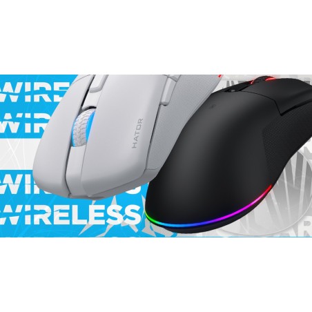 Hator Pulsar 3 Wireless Myszka Gaming Oburęczny Rf Wireless + Bluetooth + Usb Type-C Optyczny 12000 Dpi