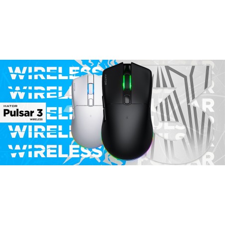 Hator Pulsar 3 Wireless Myszka Gaming Oburęczny Rf Wireless + Bluetooth + Usb Type-C Optyczny 12000 Dpi