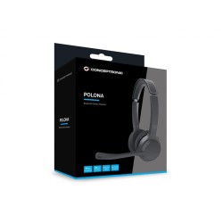 Conceptronic Polona04B Słuchawki/Zestaw Słuchawkowy Przewodowy I Bezprzewodowy Opaska Na Głowę Połączenia/Muzyka Usb Type-C Blue