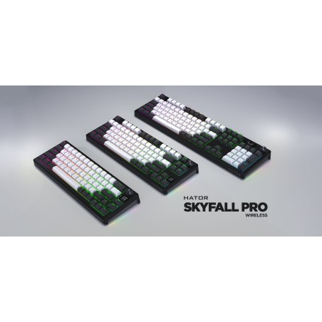 Hator Skyfall Pro Wireless 65 Klawiatura Gaming Usb + Rf Wireless + Bluetooth Qwerty Us English Czarny, Szary