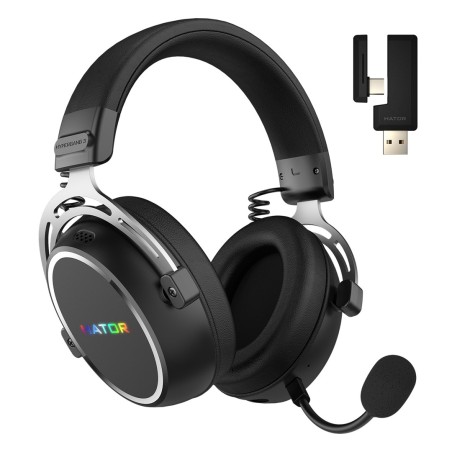 Hator Hypergang 3 Wireless Zestaw Słuchawkowy Bezprzewodowy Opaska Na Głowę Gaming Usb Type-C / Usb Type-A Bluetooth Czarny