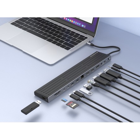 Stacja Dokująca Conceptronic 14-1 Usb-C- 2Xhdmi/Dp/2Xusb-C/+ 18Cm Bk