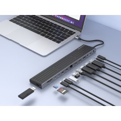 Stacja Dokująca Conceptronic 14-1 Usb-C- 2Xhdmi/Dp/2Xusb-C/+ 18Cm Bk