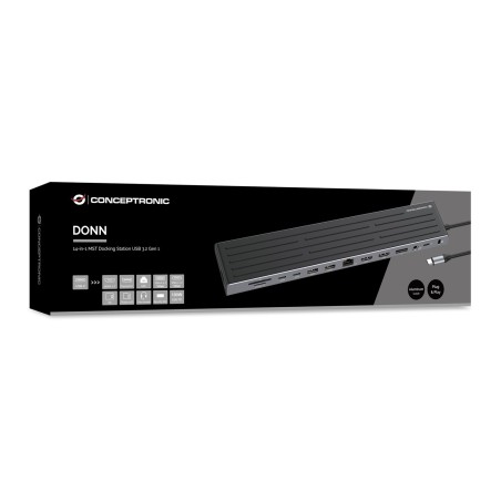 Stacja Dokująca Conceptronic 14-1 Usb-C- 2Xhdmi/Dp/2Xusb-C/+ 18Cm Bk