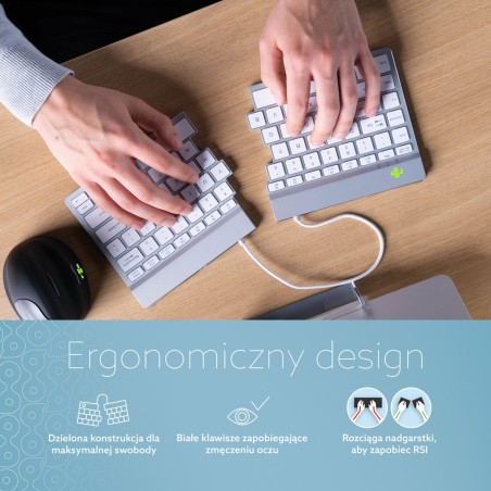 Klawiatura R-Go Tastatur Split Break Us-Layout Bluetooth Weiăź