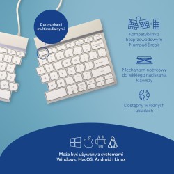 Klawiatura R-Go Tastatur Split Break Us-Layout Bluetooth Weiăź