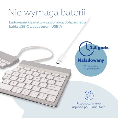 Klawiatura R-Go Tastatur Split Break Us-Layout Bluetooth Weiăź