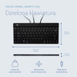 R-Go Tools Ergonomiczna Klawiatura R-Go Split Break V2 Z Oprogramowaniem Break, Qwerty_Us, Przewodowa, Czarna