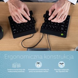 R-Go Tools Ergonomiczna Klawiatura R-Go Split Break V2 Z Oprogramowaniem Break, Qwerty_Us, Przewodowa, Czarna
