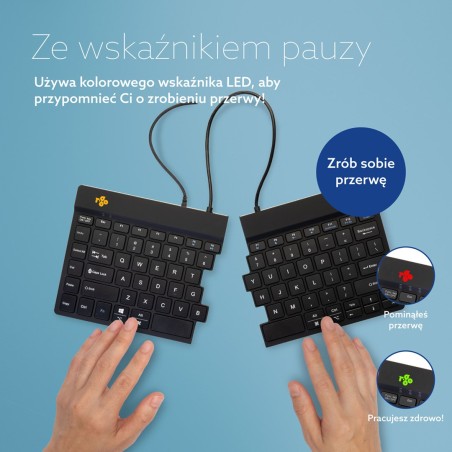 R-Go Tools Ergonomiczna Klawiatura R-Go Split Break V2 Z Oprogramowaniem Break, Qwerty_Us, Przewodowa, Czarna