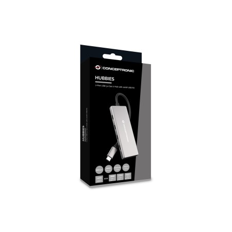Conceptronic Hubbies17G Huby I Koncentratory Usb 3.2 Gen 2 (3.1 Gen 2) Type-C 10000 Mbit/S Szary