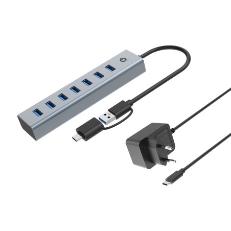 Conceptronic Hubbies21Gp Huby I Koncentratory Usb 3.2 Gen 1 (3.1 Gen 1) Type-A 5000 Mbit/S Szary