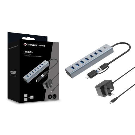 Conceptronic Hubbies21Gp Huby I Koncentratory Usb 3.2 Gen 1 (3.1 Gen 1) Type-A 5000 Mbit/S Szary
