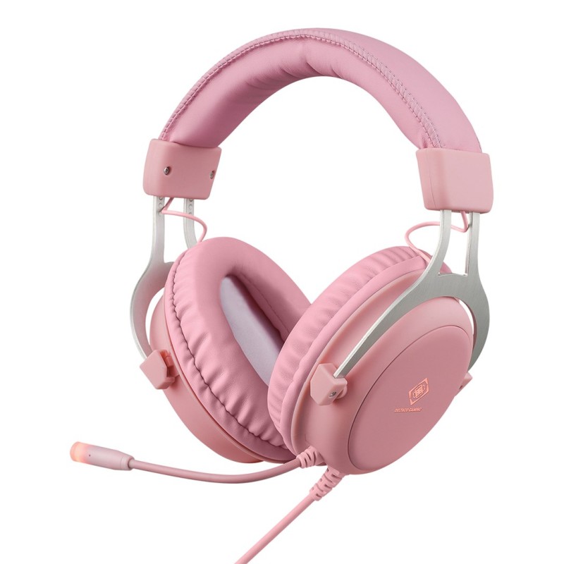 Deltaco Gaming Gam-030-P Słuchawki/Zestaw Słuchawkowy Przewodowa Opaska Na Głowę Usb Typu-A Różowy