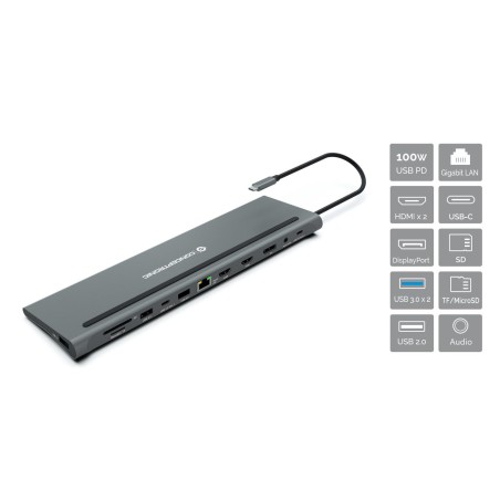Stacja Dokująca Conceptronic 12-1 Usb-C- 2Xhdmi/3Xusb-A/Dp/+ 18Cm Gr